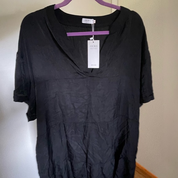 Large Short Sleeve Loose Fit Bathing Suit Swim Cover-up Flowy Beach Mini Dress - Picture 2 of 10